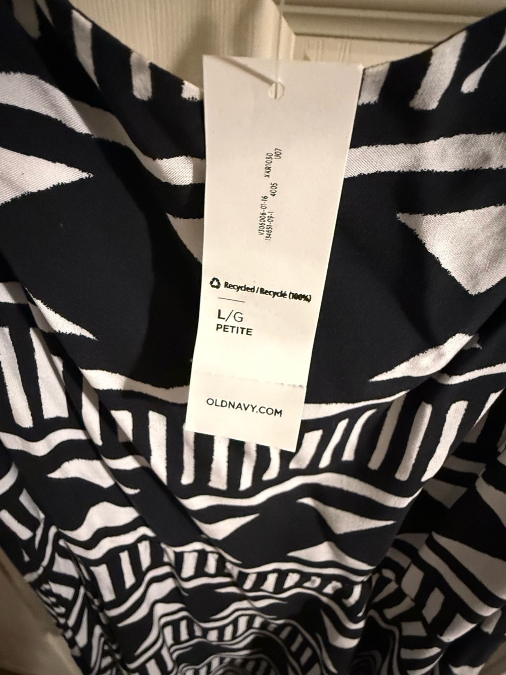 New Black & White Geometric Print Dress Old Navy size (Large Petite)